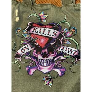 Love Kills Slowly Project Ed Hardy Skull And Heart Tote Bag Approx 23 13x13